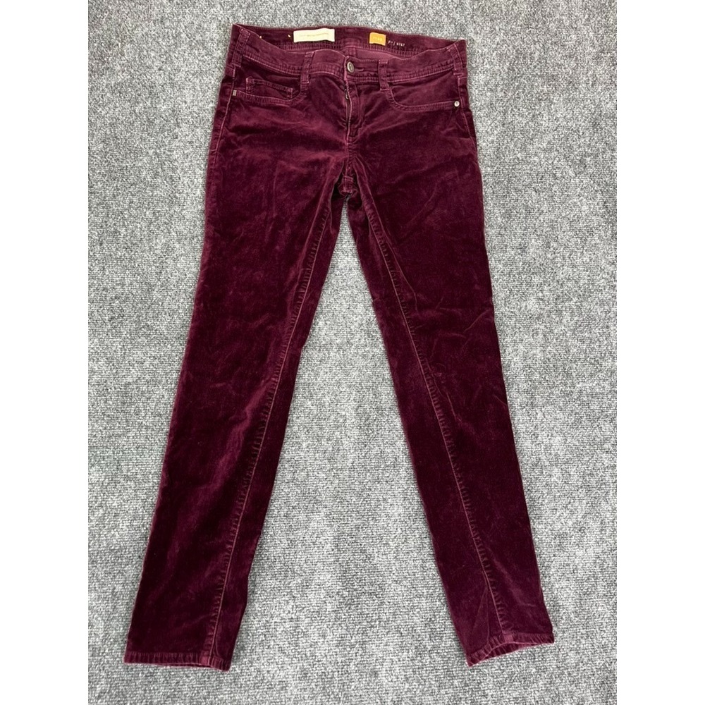 Pilcro The Letterpress Stet Velvet Skinny Stretch Pants Maroon Size 29
